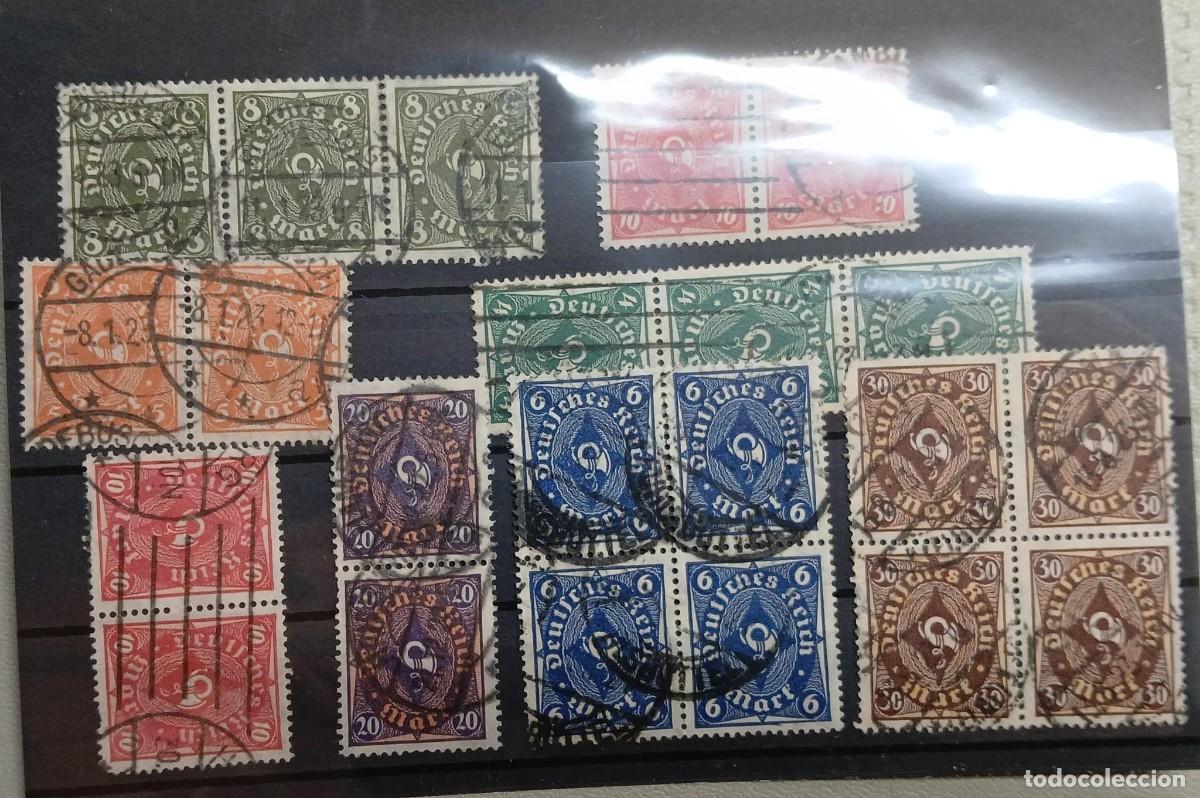 Sellos: Lote cuerno postal pareja, tira, bloques