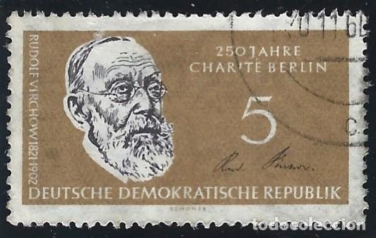Sellos: ALEMANIA ORIENTAL - 1960 - 250 A&Ntilde;OS CLINICA CHARIT&Eacute; DE BERL&Iacute;N CON RUDOLF VIRCHOW - SELLADO Y USADO -