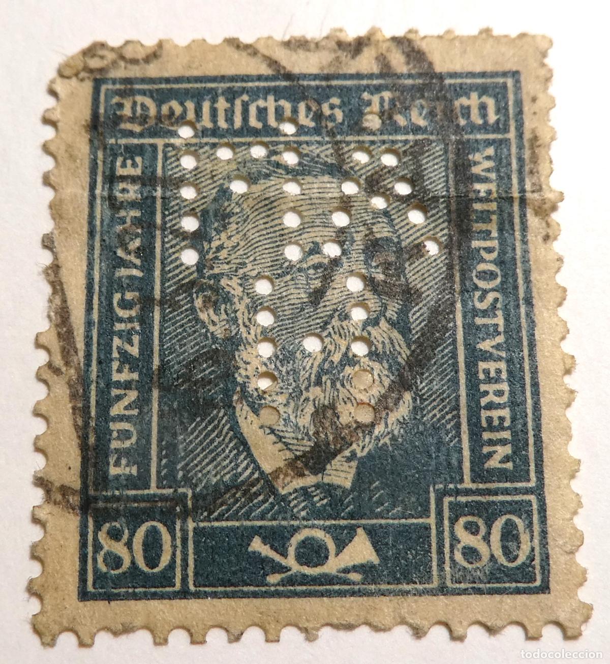 Sellos: Sello postal de Alemania Sello perforado del director general de correos de Alemania, 1923 ,80 Pf