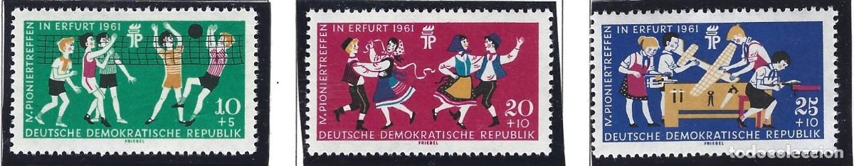 Sellos: ALEMANIA ORIENTAL - RDA - 1961 - COLECCI&Oacute;N ENCUENTRO DE PIONEROS EN ERFURT - COMPLETA - SELLADOS