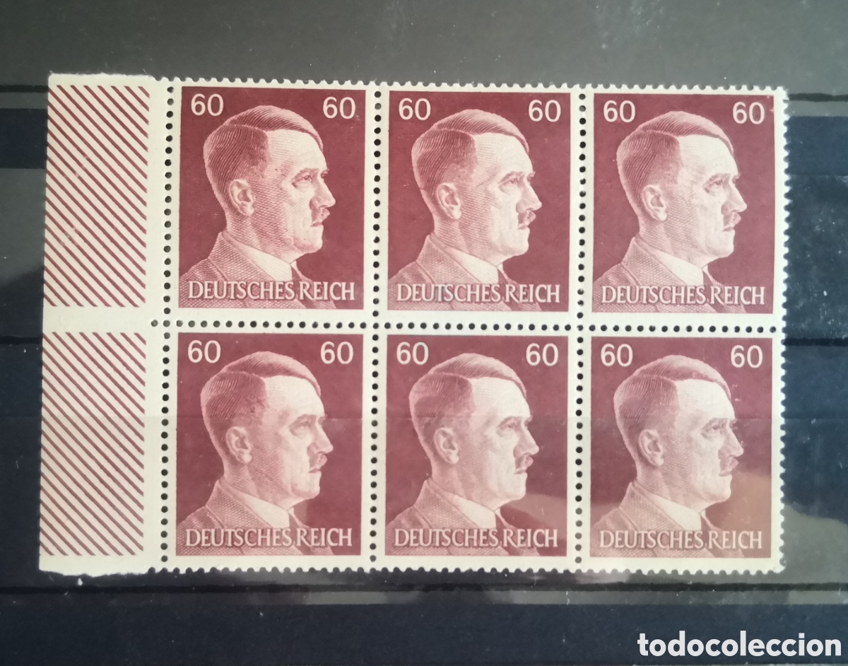 Sellos: bloque de seis sellos 60 Reichspfennig del Tercer Reich alem&aacute;n 1941
