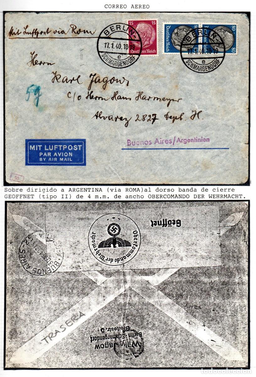 Sellos: ALEMANIA TERCER REICH. 1940. SOBRE CIRCULADO BUENOS AIRES. CENSURA TIPO GEOFFNET