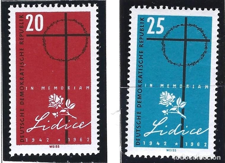 Sellos: ALEMANIA RDA - EN MEMORIA- MASACRE EN LEDICE 1942, PERPETRADA POR LAS SS y LA POLIC&Iacute;A ALEMANAS, MNH