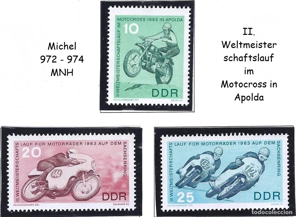 Sellos: ALEMANIA ORIENTAL - RDA - DDR - 1963 - II. CAMPEONATO MUNDIAL DE MOTOCROSS EN APOLDA - MNH