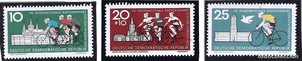Sellos: ALEMANIA ORIENTAL - 1962 - XV. CARRERA CICLISTA INTERNACIONAL DE LARGA DISTANCIA POR LA PAZ - MNH
