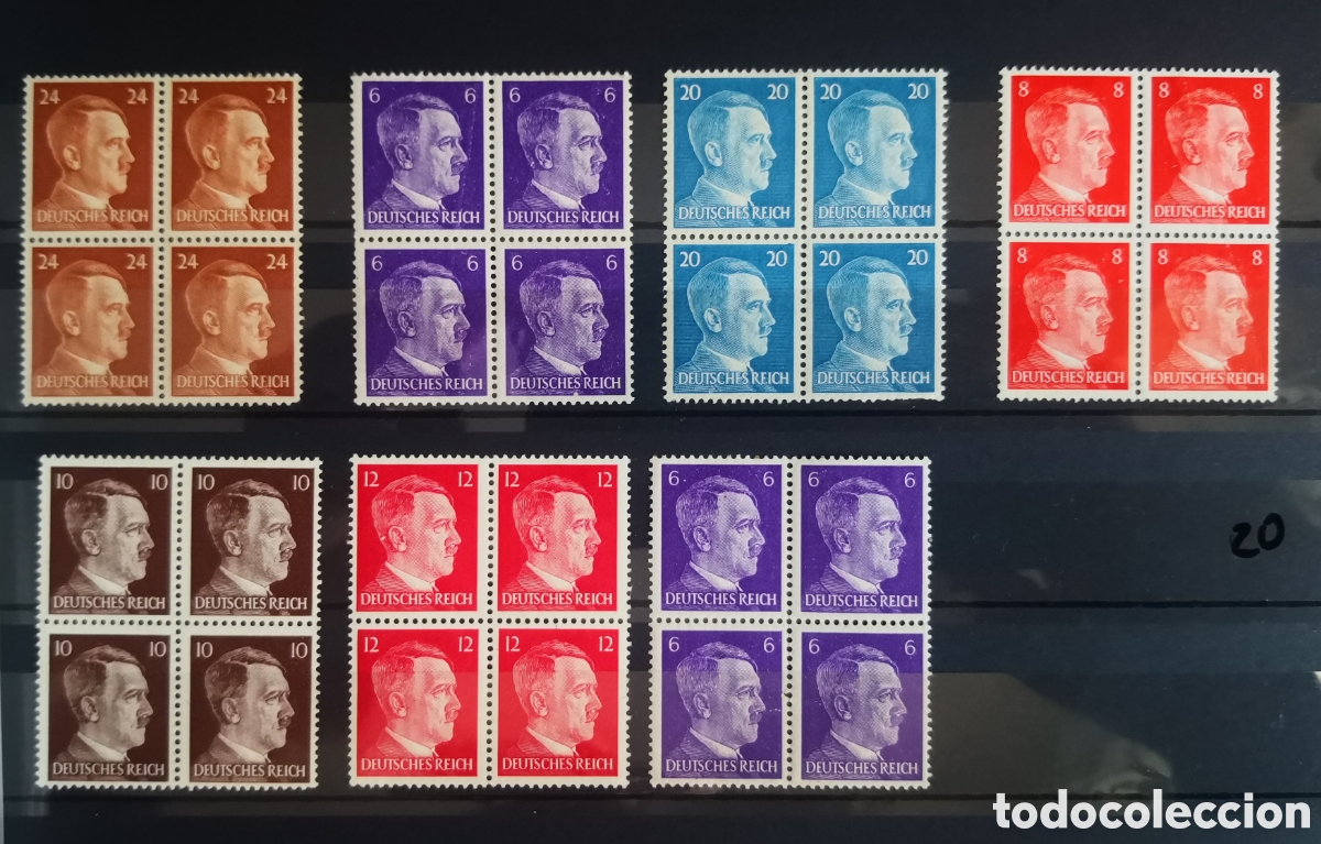 Sellos: Bloques de 4 sellos Hitler Alemania III Reich