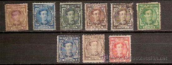 Timbres: SELLO ESPA&Ntilde;A REINADO ALFONSO XII EDIFIL 174 a 182 A&Ntilde;O 1876 CORONA REAL Y ALFONSO XII NUEVO USADO FIJ