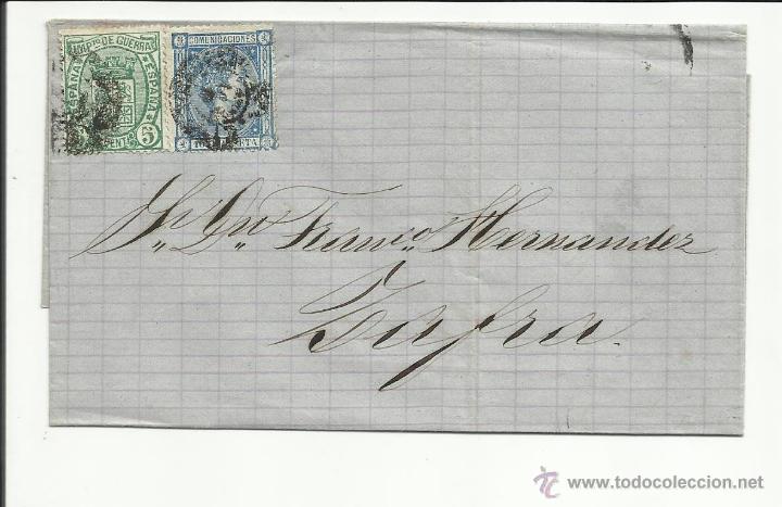 Sellos: circulada 1875 ? a zafra badajoz - Foto 1