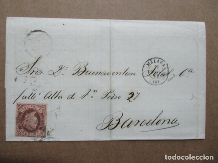 Sellos: circulada 1862 de malaga a barcelona - Foto 1