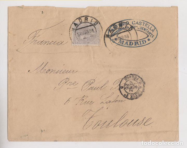 Sellos: SOBRE. MADRID A FRANCIA. 1886 - Foto 1