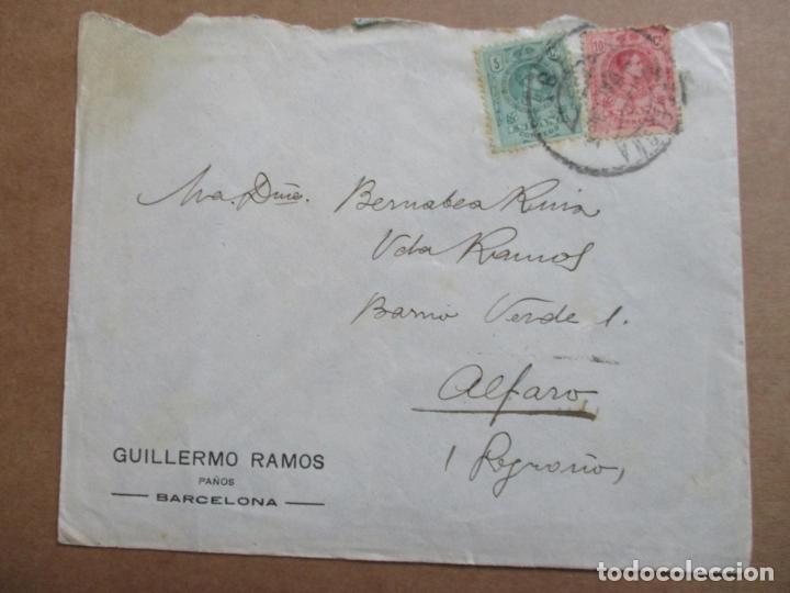 Sellos: circulada  DE BARCELONA  A ALFARO RIOJA - Foto 1