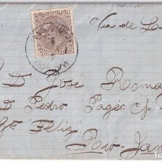 Sellos: CARTA ENTERA. MAHÓN, BALEARES. 1884. A UN BERGANTÍN EN BRASIL, VÍA LISBOA.. Lote 283708388