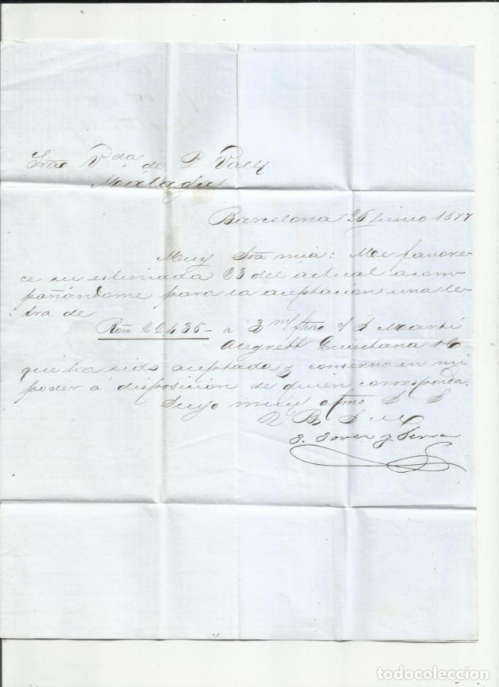 Sellos: circulada y escrita 1877 de barcelona a malaga - Foto 2