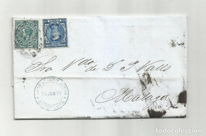 Sellos: circulada y escrita 1877 de barcelona a malaga - Foto 1