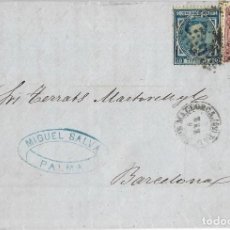 Sellos: 1877 CARTA COMPLETA PALMA DE MALLORCA 10C. + 15 IMP. GUERRA.