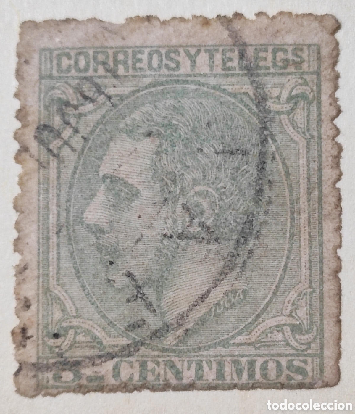 Sellos: Espa&ntilde;a 5 c&eacute;ntimos 1879 - Foto 1