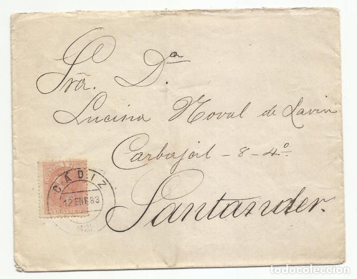 Sellos: circulada 1883 de cadiz a santander - Foto 1