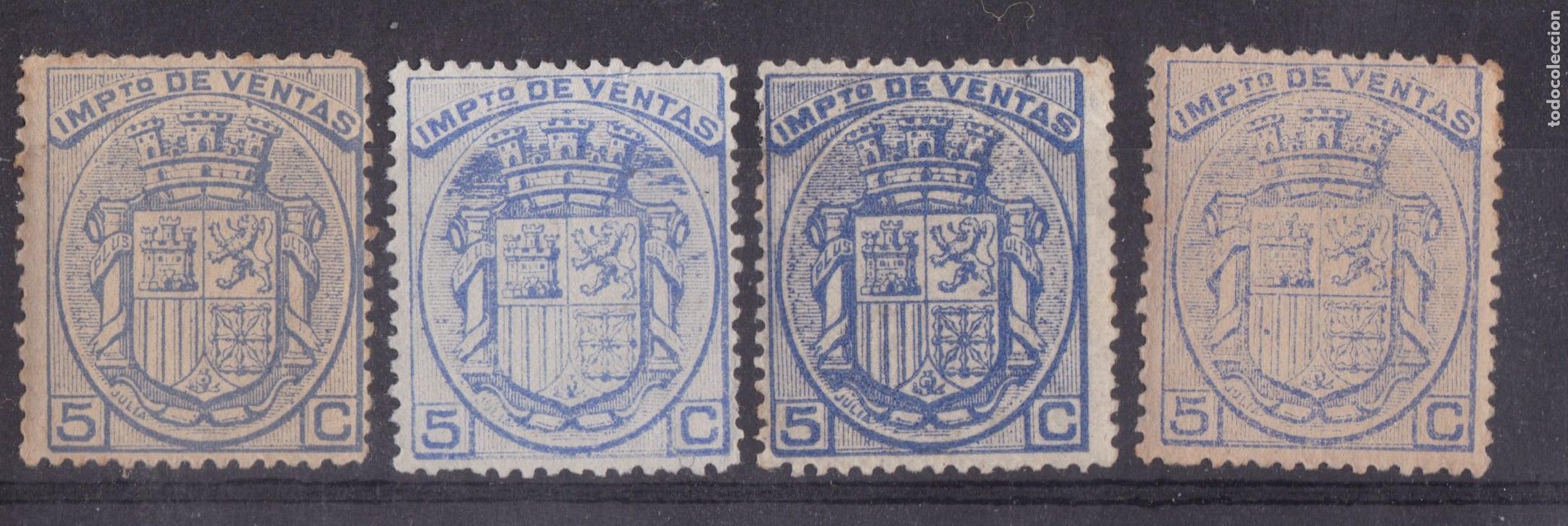 Sellos: SS6-FISCALES Impuesto VENTAS 5 Cts AZUL x 4 Colores /Impresi&oacute;n ** (3), (*) (1)
