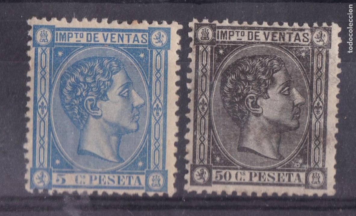 Sellos: SS7-FISCALES Impuesto VENTAS Alfonso XII 5 / 50 Cts ** Sin Fijasellos