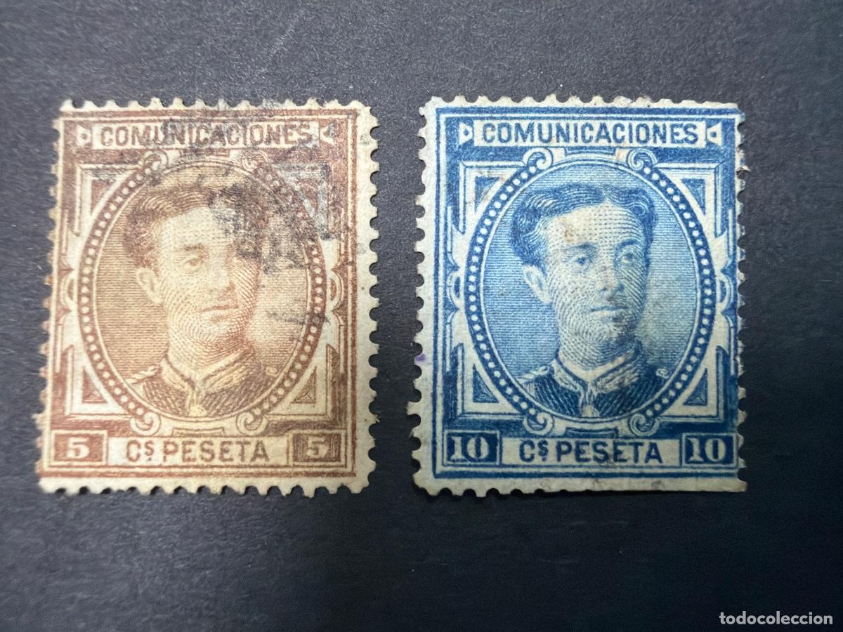 Sellos: ESPA&Ntilde;A, 1876. EDIFIL 174/5. ALFONSO XII. USADO.