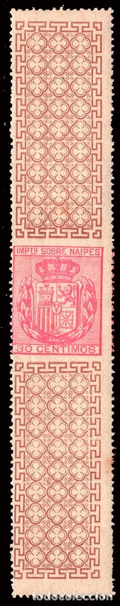 Sellos: Espa&ntilde;a - Fiscales - Impuesto sobre Naipes - Alemany ** 1 con bandeleta - 1880 - 30 cts.