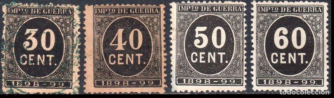 Sellos: Espa&ntilde;a - Fiscales - Impuesto de Guerra - Alemany (*)/o 25+26+27+28 - 1898/99