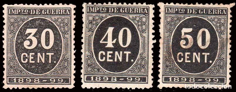 Sellos: Espa&ntilde;a - Fiscales - Impuesto de Guerra - Alemany (*) 25+26+27 - 1898/99