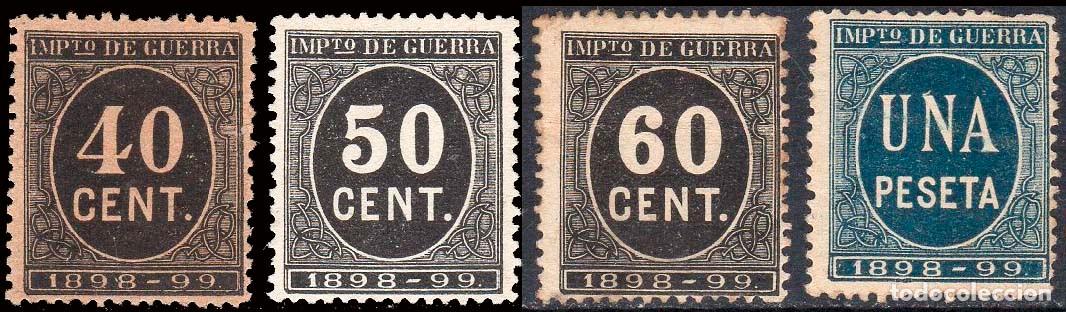 Sellos: Espa&ntilde;a - Fiscales - Impuesto de Guerra - Alemany */(*) 26+27+28+31 - 1898/99