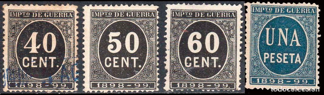 Sellos: Espa&ntilde;a - Fiscales - Impuesto de Guerra - Alemany (*)/o 26+27+28+31 - 1898/99