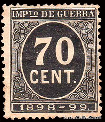 Sellos: Espa&ntilde;a - Fiscales - Impuesto de Guerra - Alemany * 29 - 1898/99 - 70 cts.