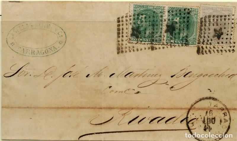 Sellos: FA3429. Emision 1-5-1879 Alfonso XII. Carta de Tarragona a Rivadeo