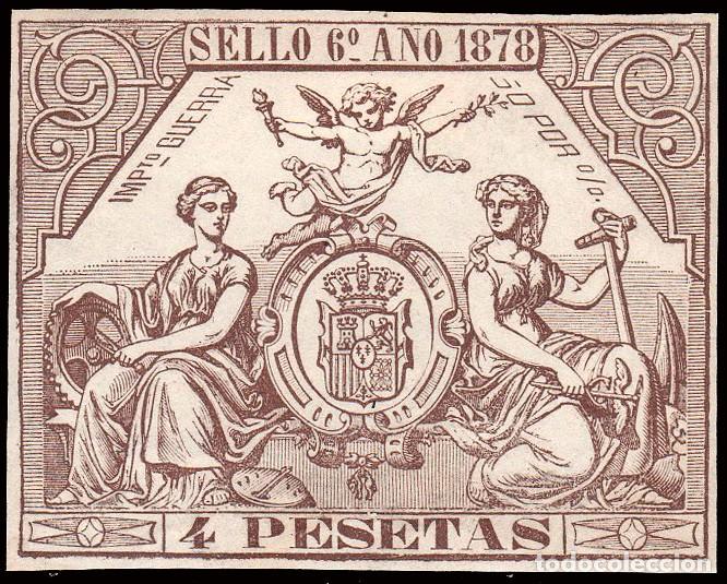 Sellos: Espa&ntilde;a - Fiscales - P&oacute;lizas - Alemany * 200 - 1878 - 4 Pts.