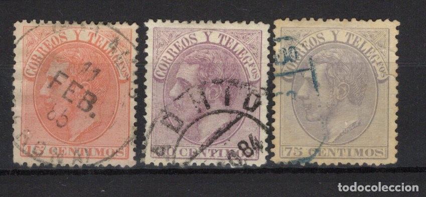 Francobolli: PC522 Sellos Espa&ntilde;a a&ntilde;o 1882 EDIFIL 210/212&ordm; sello original en usado SERIE COMPLETA v.c. 16 &euro;
