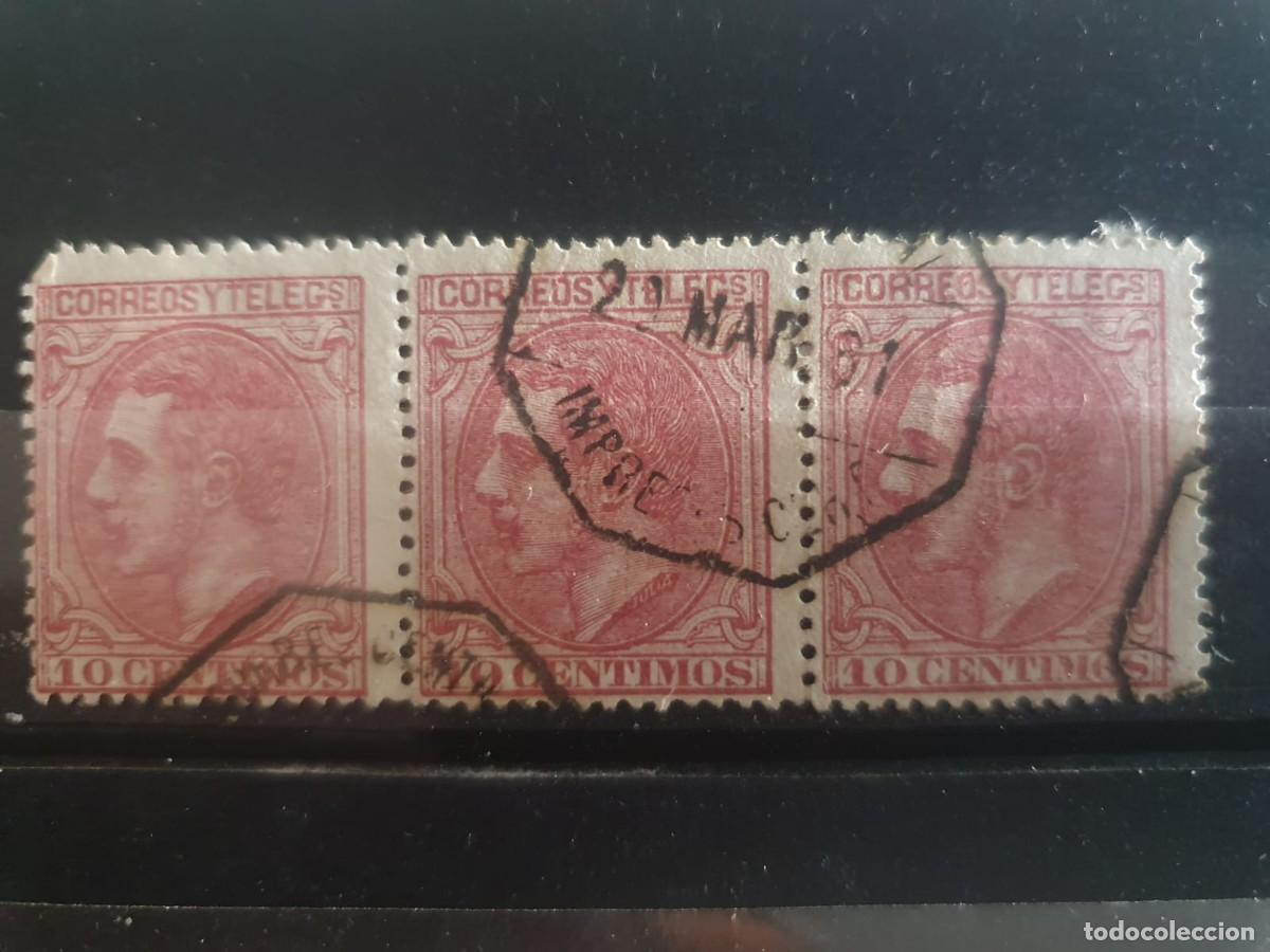 Stamps: EDIFIL 202 BLOQUE DE 3 USADO ALFONSO XII ESPA&Ntilde;A 1879