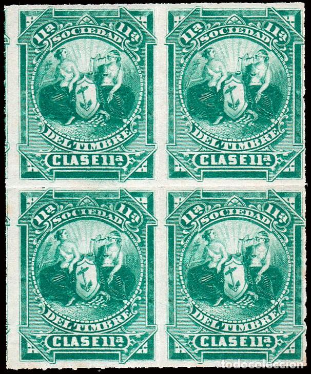 Sellos: Espa&ntilde;a - Fiscales - Sociedad Timbre - Alemany ** 107 Bl. 4 - 1878