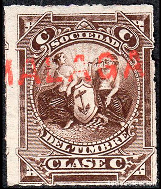 Sellos: Espa&ntilde;a - Fiscales - Sociedad Timbre - Alemany * 110 - 1878 - Clase &rdquo;C&rdquo; - Sobrecarga &rdquo;M&aacute;laga&rdquo;