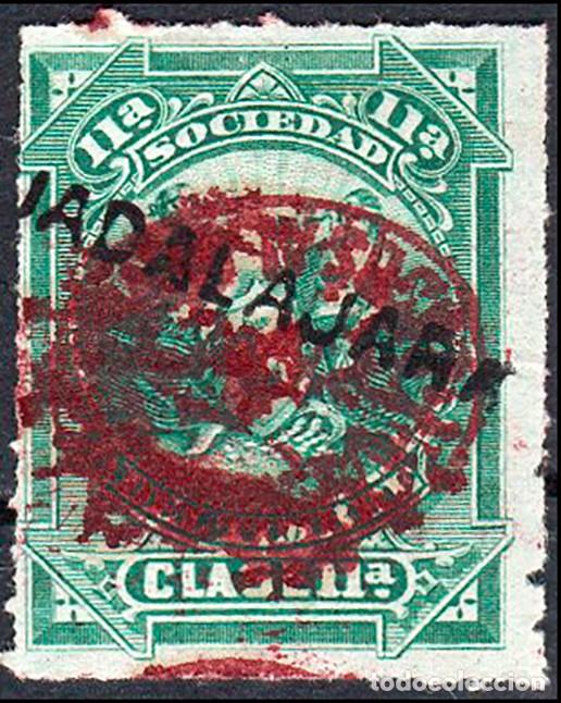 Sellos: Espa&ntilde;a - Fiscales - Sociedad Timbre - Alemany o 129 - 1879 - Habilitado - Sobrecarga &rdquo;Guadalajara&rdquo;