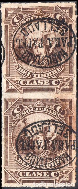 Sellos: Espa&ntilde;a - Fiscales - Sociedad Timbre - Alemany * 132 Pareja - 1879 - Habilitados