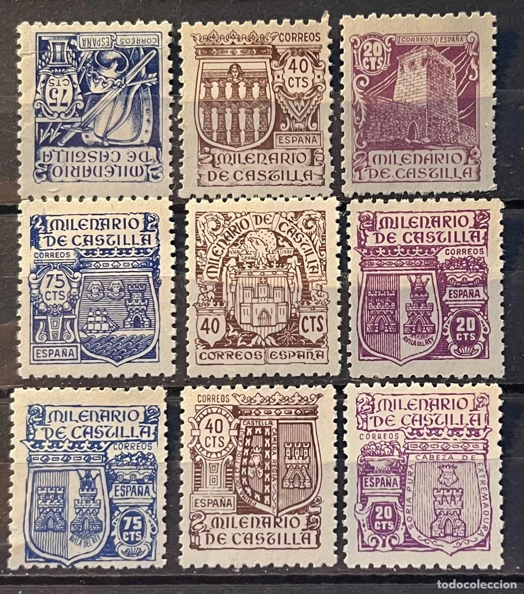 Sellos: 1945 Milenario de castilla centrado,goma,color,**