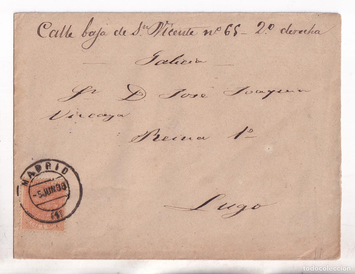 Sellos: SOBRE. MADRID A LUGO. GALICIA. 1888. FECHADOR LUJO