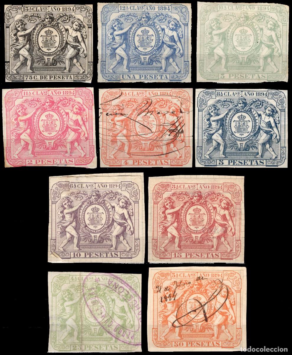 Sellos: POLIZAS a&ntilde;o 1894, 10 valores de la serie, Alemany 389/401