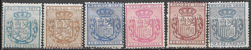 Sellos: FISCALES, Recibos 1876 Alemany n&ordm; 27 a 32 * *