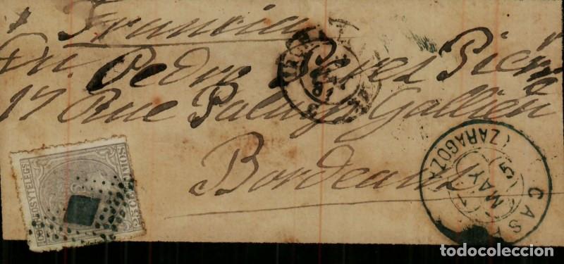 Sellos: FA4128. 1881, Carta de Caspe a Burdeos (Francia)