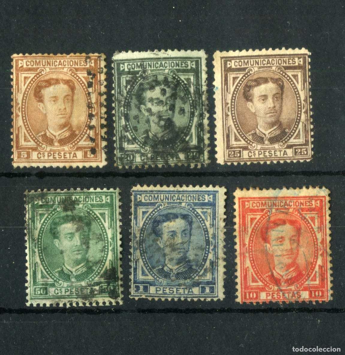 Francobolli: XS- Alfonso XII 1876 Lote X6 sellos Incluye 10 pesetas PERO....