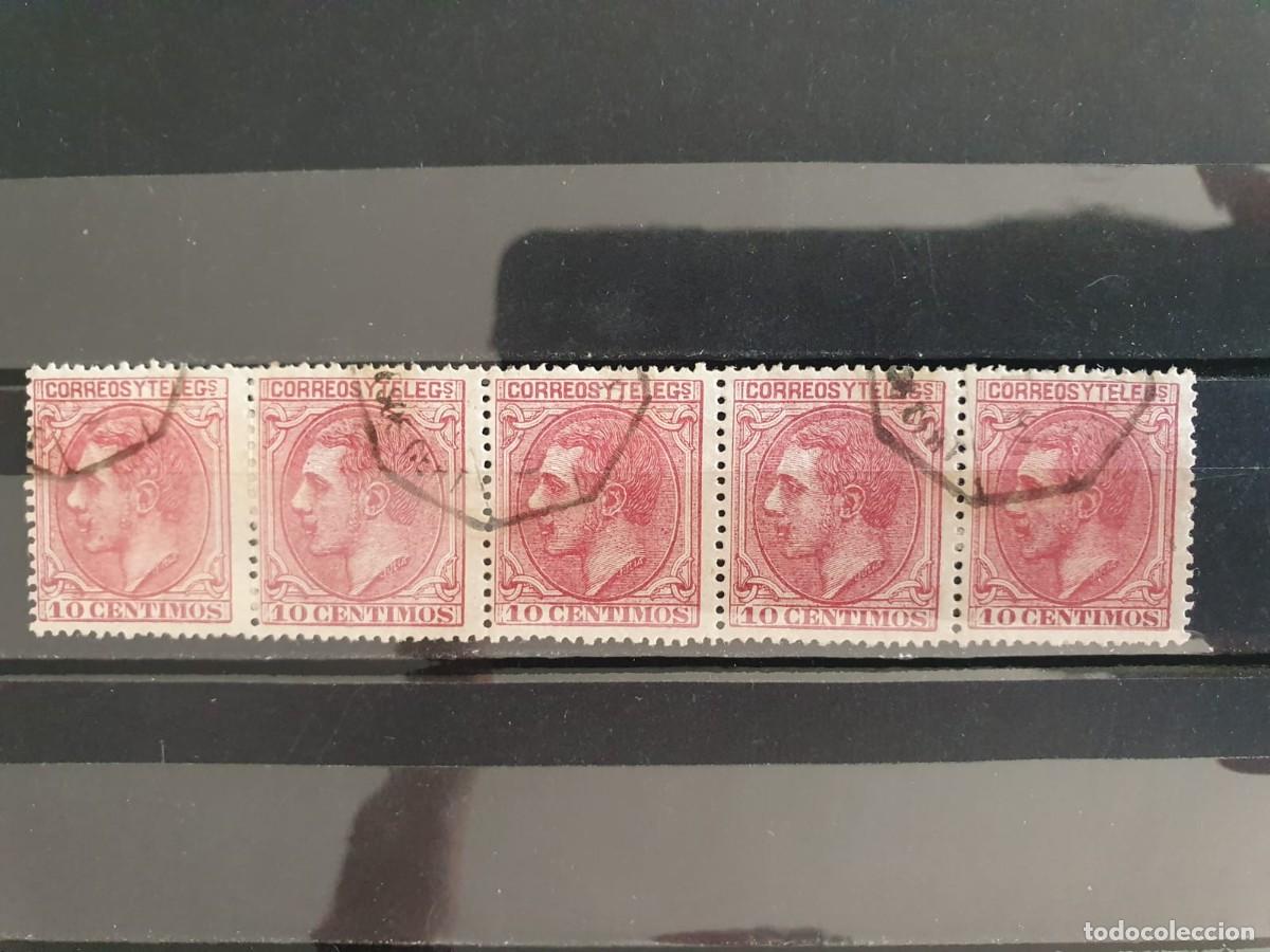 Sellos: BLOQUE DE 5 EDIFIL 202 USADO ESPA&Ntilde;A 1879 ALFONSO XII