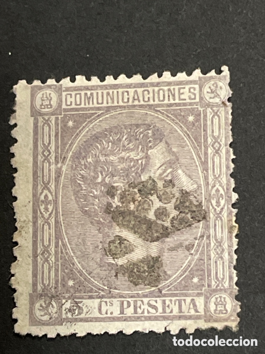 Sellos: Edifil 163 5 cent lila Alfonso XII usado rombo de puntos