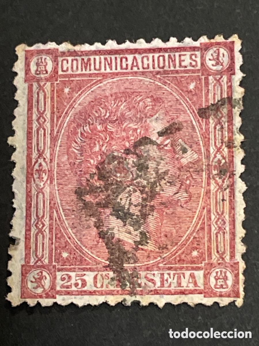 Sellos: Edifil 166 25 cent rosa Alfonso XII usado , bien centrado