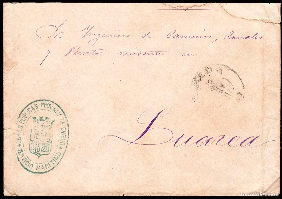 Briefmarken: Asturias - Sobre con franquicia &rdquo;Servicio Mar&iacute;timo - Obras Publicas - Provincia Oviedo&rdquo; + tr&eacute;bol