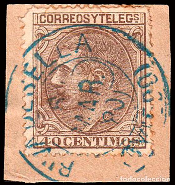 Sellos: Asturias - Edi o 205 - Fragmento Mat Tr&eacute;bol azul &rdquo;Rivadesella&rdquo;