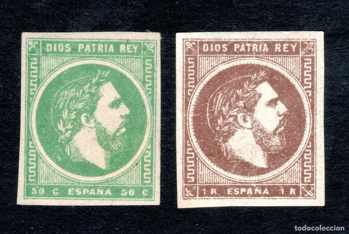Sellos: EDIFIL 160-161 CARLOS VII. A&Ntilde;O 1875. CORREO CARLISTA. VALOR CAT&Aacute;LOGO: 15 &euro;. MH *